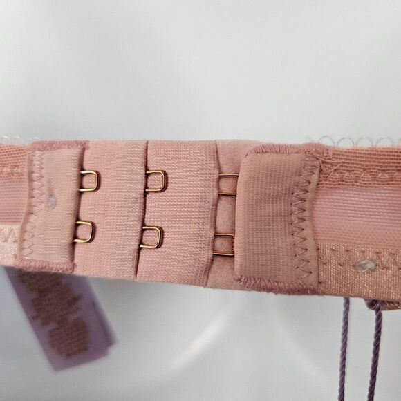 Savage X Fenty Bra Unlined Pink Metallic Gold Lace Mesh Wireless Women's S NWT - Picture 8 of 16